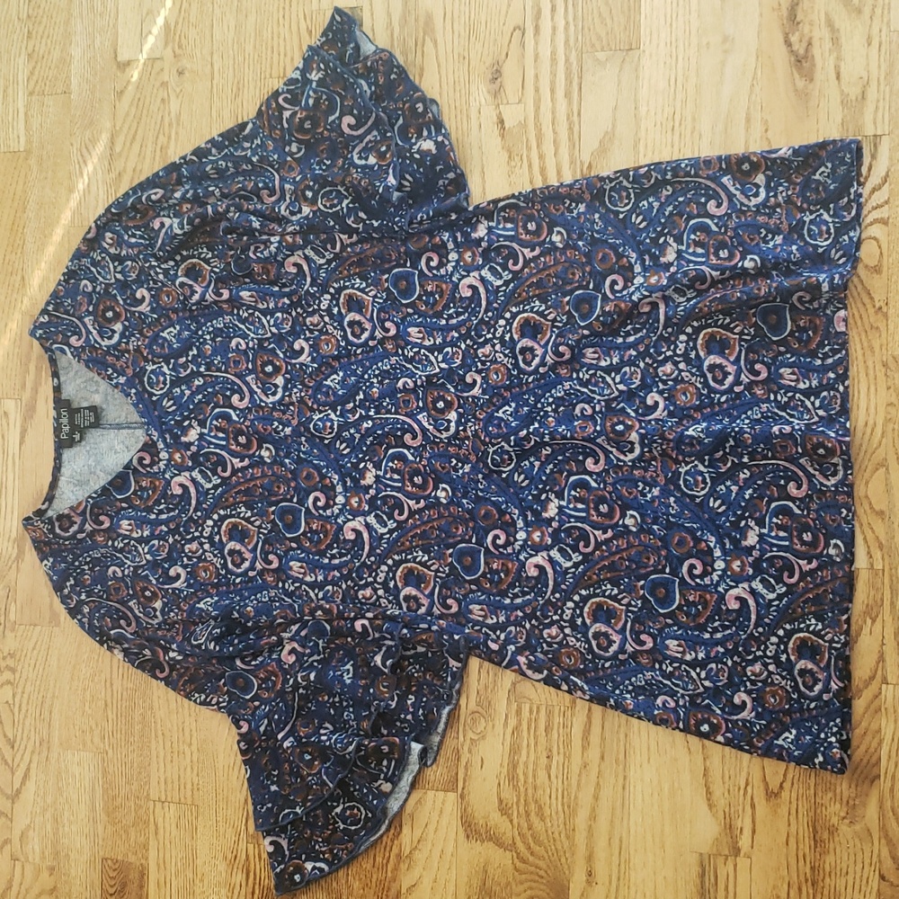 (S) Papillon Paisley Ruffle Knit Cozy Statement Sleeves Cottagecore Bohemian